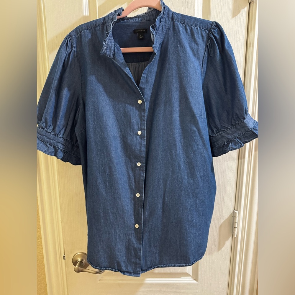 Ann Taylor Blue Button Down Shirt